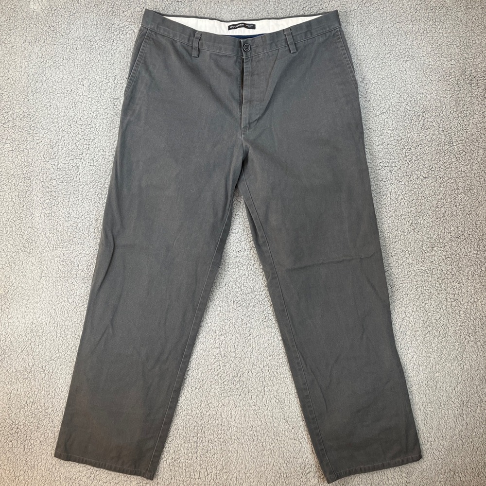Dockers Mens Straight Fit Chino Pants Gray 36x32 Cotton Blend Workwear Khakis